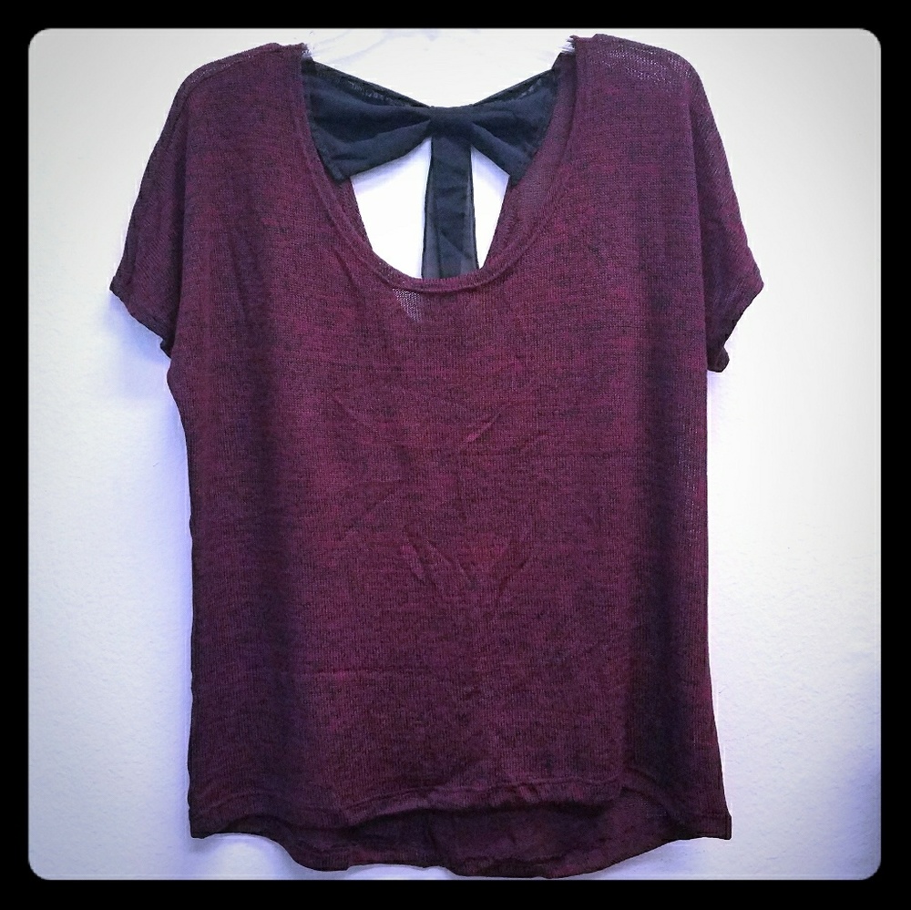 NWT Burgundy Knit Top with Bow